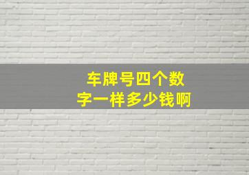 车牌号四个数字一样多少钱啊