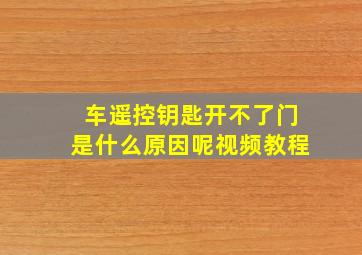 车遥控钥匙开不了门是什么原因呢视频教程