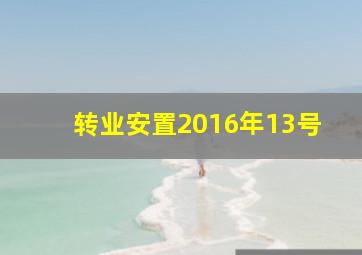 转业安置2016年13号