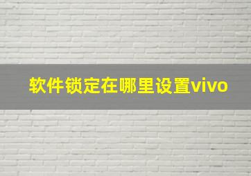 软件锁定在哪里设置vivo