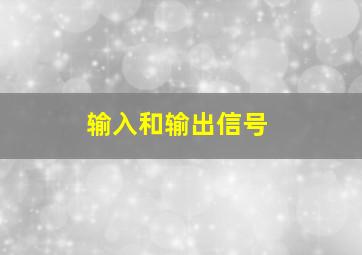 输入和输出信号