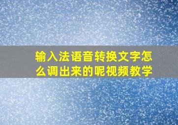 输入法语音转换文字怎么调出来的呢视频教学