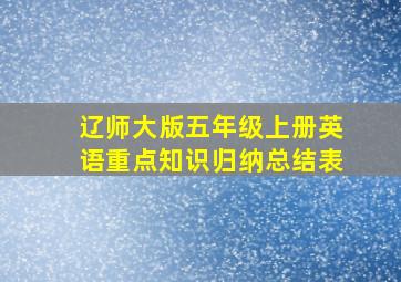 辽师大版五年级上册英语重点知识归纳总结表