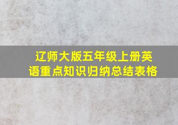 辽师大版五年级上册英语重点知识归纳总结表格