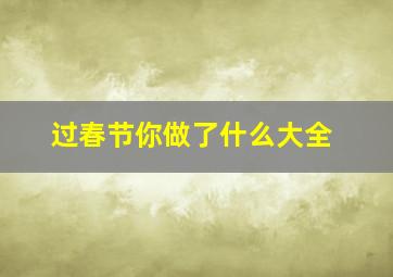 过春节你做了什么大全