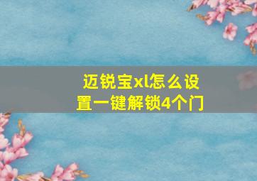 迈锐宝xl怎么设置一键解锁4个门