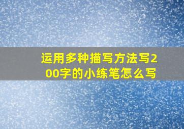 运用多种描写方法写200字的小练笔怎么写