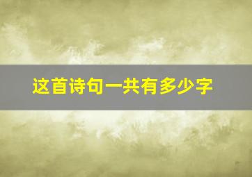 这首诗句一共有多少字