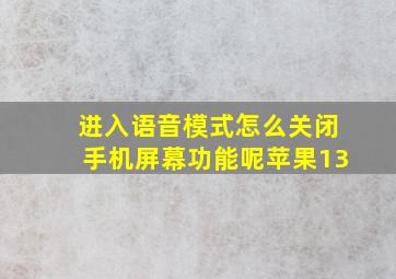 进入语音模式怎么关闭手机屏幕功能呢苹果13