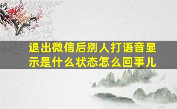 退出微信后别人打语音显示是什么状态怎么回事儿