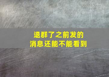 退群了之前发的消息还能不能看到