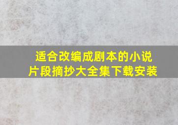 适合改编成剧本的小说片段摘抄大全集下载安装