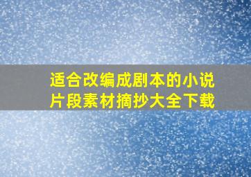 适合改编成剧本的小说片段素材摘抄大全下载