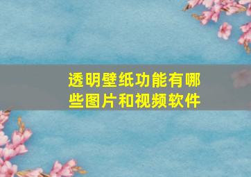 透明壁纸功能有哪些图片和视频软件