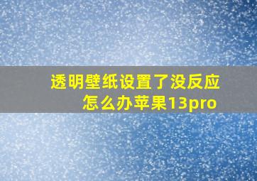 透明壁纸设置了没反应怎么办苹果13pro