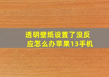 透明壁纸设置了没反应怎么办苹果13手机