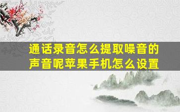 通话录音怎么提取噪音的声音呢苹果手机怎么设置