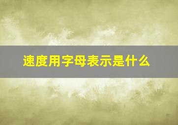 速度用字母表示是什么