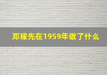 邓稼先在1959年做了什么