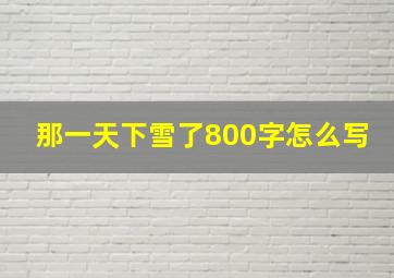 那一天下雪了800字怎么写