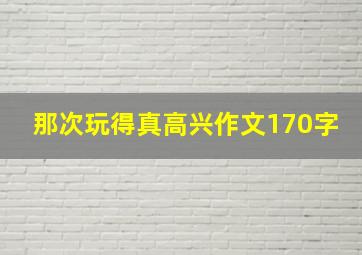 那次玩得真高兴作文170字