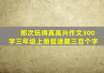 那次玩得真高兴作文300字三年级上册捉迷藏三百个字