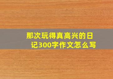 那次玩得真高兴的日记300字作文怎么写