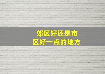 郊区好还是市区好一点的地方