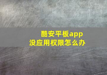 酷安平板app没应用权限怎么办