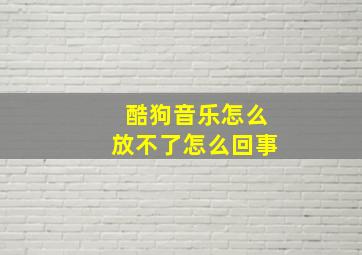 酷狗音乐怎么放不了怎么回事