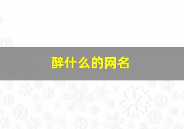 醉什么的网名