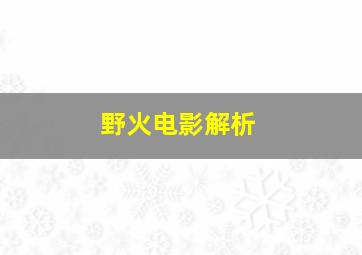 野火电影解析