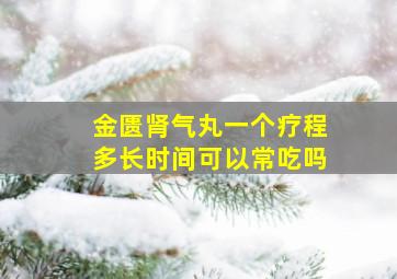 金匮肾气丸一个疗程多长时间可以常吃吗