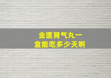 金匮肾气丸一盒能吃多少天啊