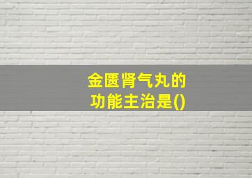 金匮肾气丸的功能主治是()