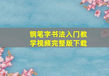 钢笔字书法入门教学视频完整版下载