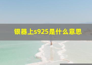 银器上s925是什么意思