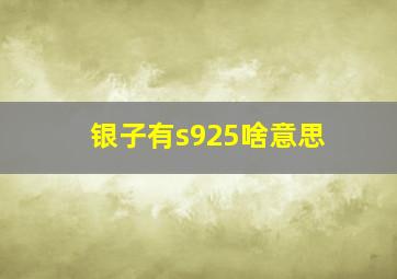 银子有s925啥意思