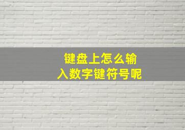 键盘上怎么输入数字键符号呢