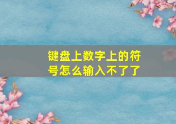 键盘上数字上的符号怎么输入不了了