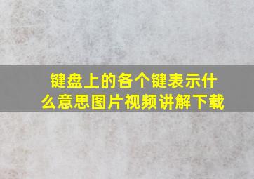 键盘上的各个键表示什么意思图片视频讲解下载