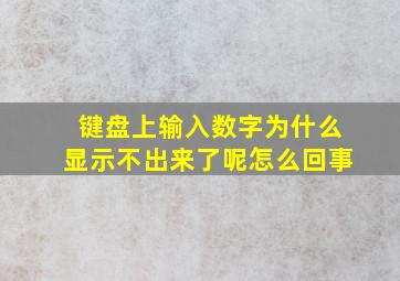 键盘上输入数字为什么显示不出来了呢怎么回事