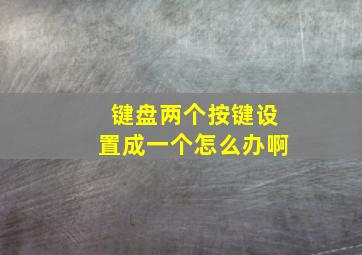 键盘两个按键设置成一个怎么办啊