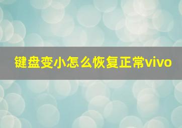 键盘变小怎么恢复正常vivo