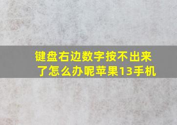 键盘右边数字按不出来了怎么办呢苹果13手机