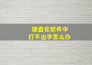 键盘在软件中打不出字怎么办