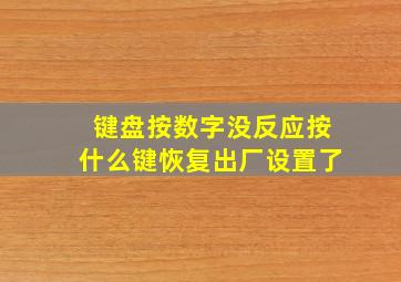 键盘按数字没反应按什么键恢复出厂设置了