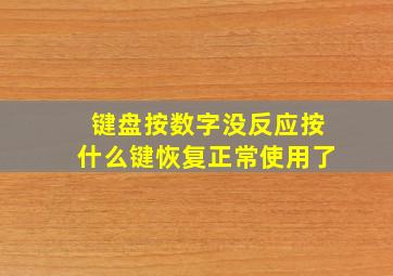 键盘按数字没反应按什么键恢复正常使用了