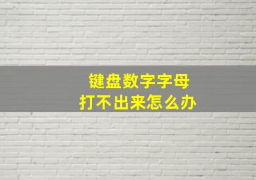 键盘数字字母打不出来怎么办