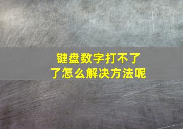 键盘数字打不了了怎么解决方法呢